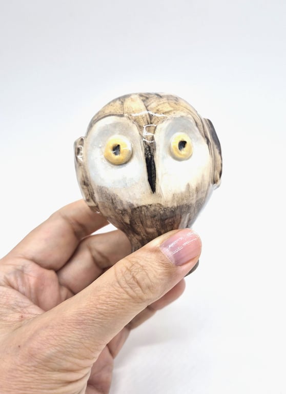 Ceramic Cane Topper - Owl Design 1
