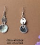Hammered Fine Silver Drop Earrings, Layered discs