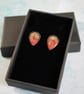 Red And Grey Teardrop Shaped Stud Earrings - Image 5