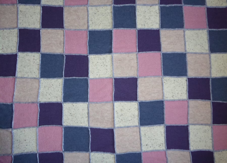 Crochet Throw. Lap Blanket or Baby Cot Blanket. Tunisian Crochet Squares. 