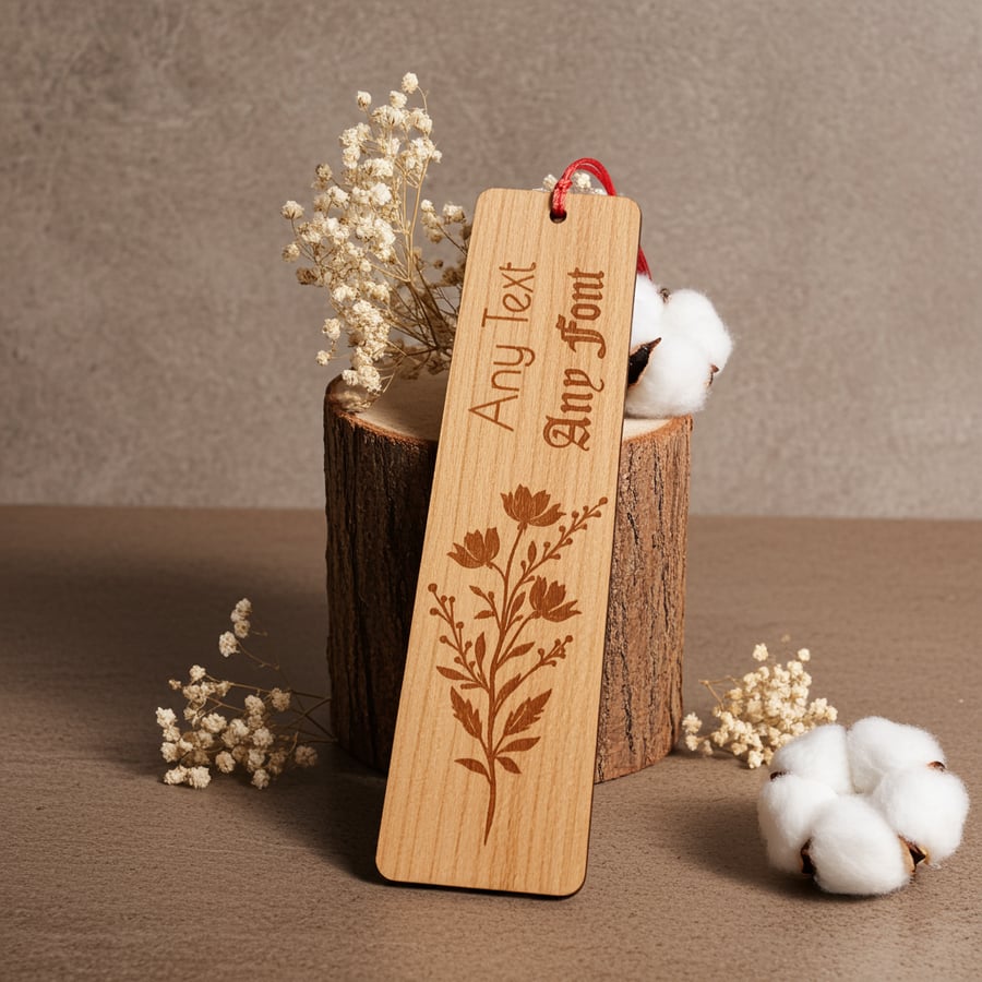 Unique and Beautiful Personalise, Steamed Beech Wood Bookmark and tassel.