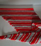 Asymmetric crocheted scarf in red and silver- grey - Image 2