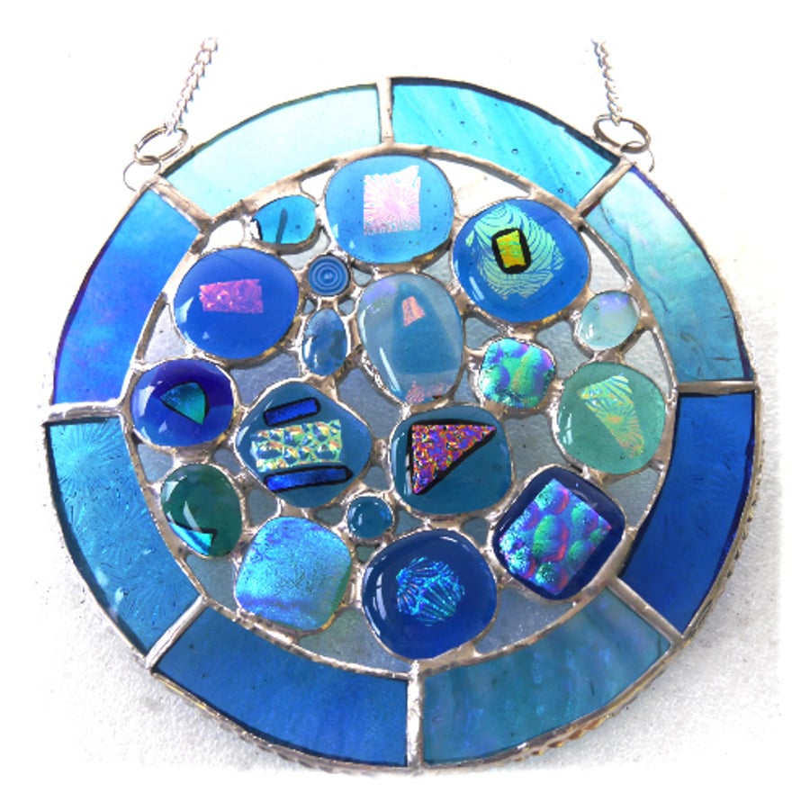 Rockpool Suncatcher Stained Glass Abstract Handmade fused 026