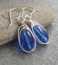 Cobalt blue teardrop earrings, Sterling silver ear wires - Image 3