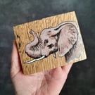 Hand Painted Reclaimed Mini Whisky Barrel Stave - Elephant