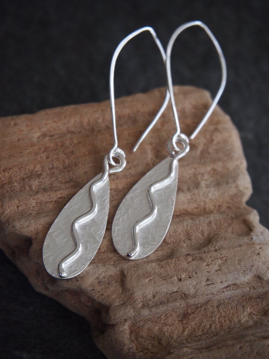 Silver earrings, leaf earrings, handmade silver jewellery