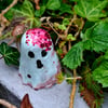Spooky Cute Mini Ghost Figurines Eco-Resin Glitter Brain Detail Handmade Gothic 