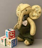 Elephant, hand sewn and dressed embroidered elephant, collectable artist bear - Image 9