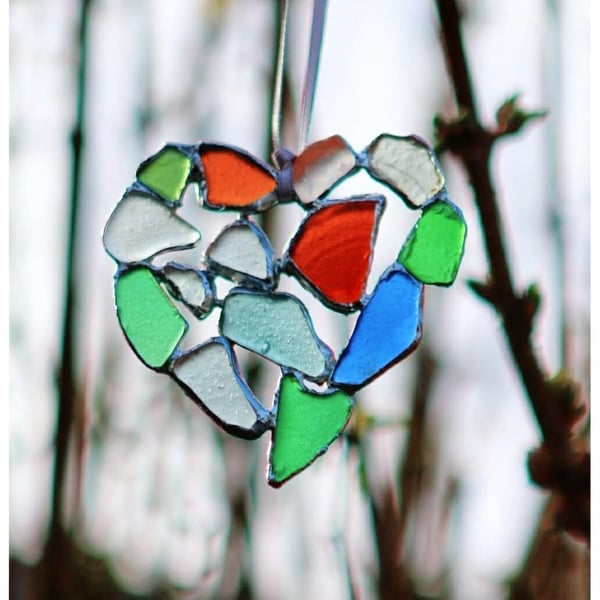 Seaglass mosaic heart suncatcher 