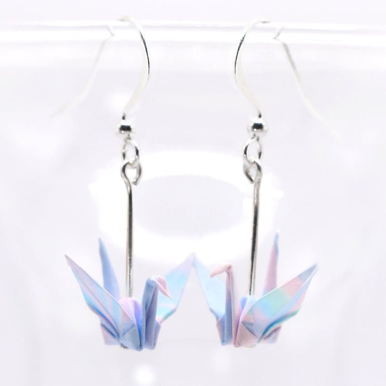 Pastel Rainbow Origami Crane Earrings.Unique Gift.Pastel Aesthetic