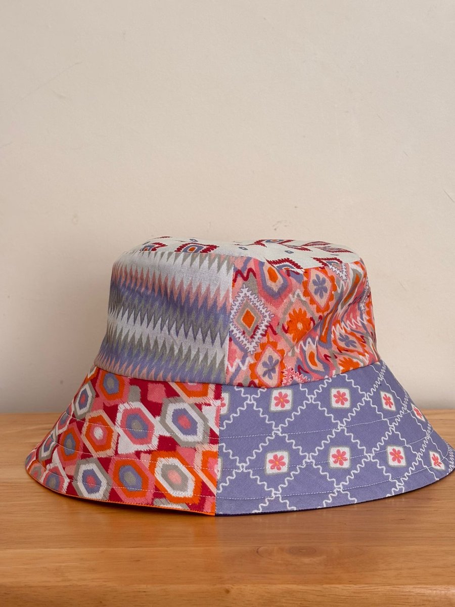Patchwork bucket hat in lilac