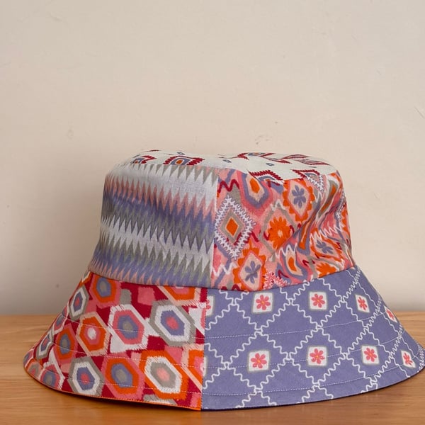 Patchwork bucket hat in lilac