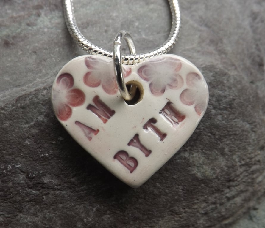 Calon Am Byth Ceramic Heart Pendant
