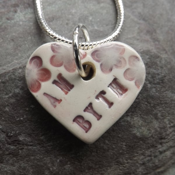 Calon Am Byth Ceramic Heart Pendant