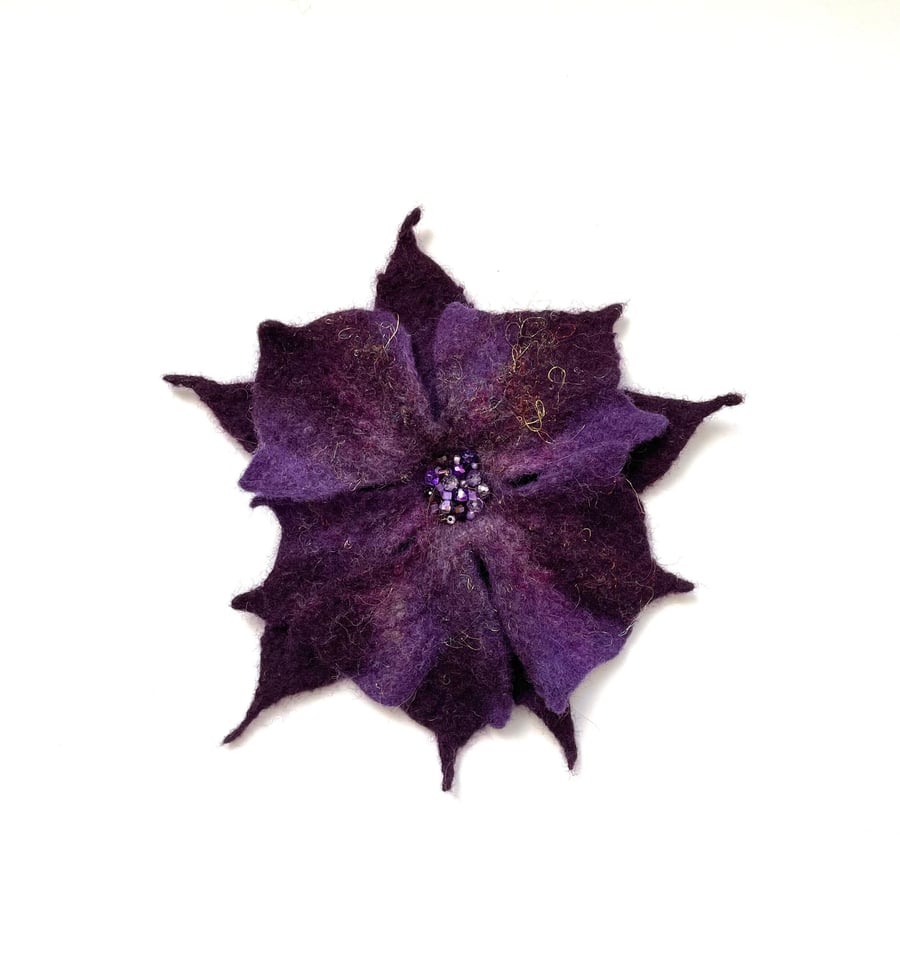 Felt Flowers Brooch Handcrafted Jewelry Contemporary Handmade Item Floral Scarf 