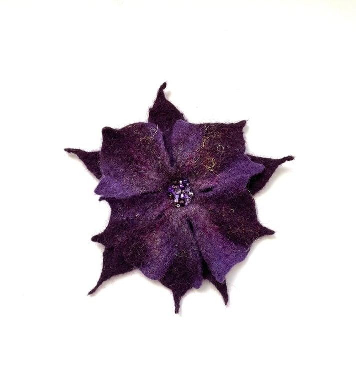 Felt Flowers Brooch Handcrafted Jewelry Contemporary Handmade Item Floral Scarf 