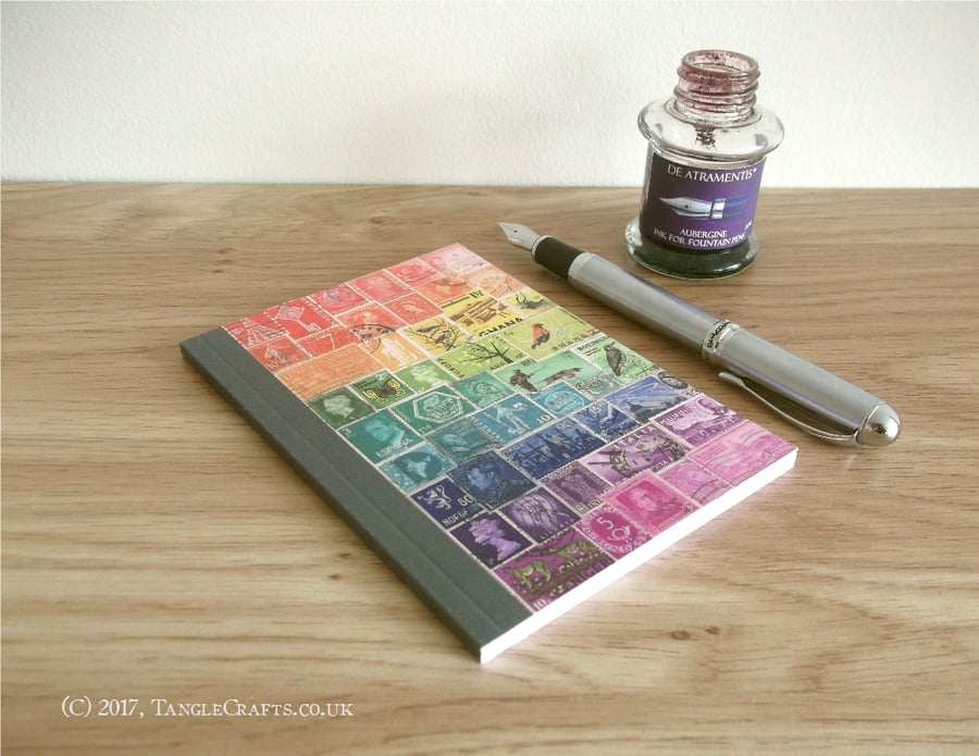 Rainbow Address Book, Postage Stamp Print - A6 Birthday Book, Month Planner