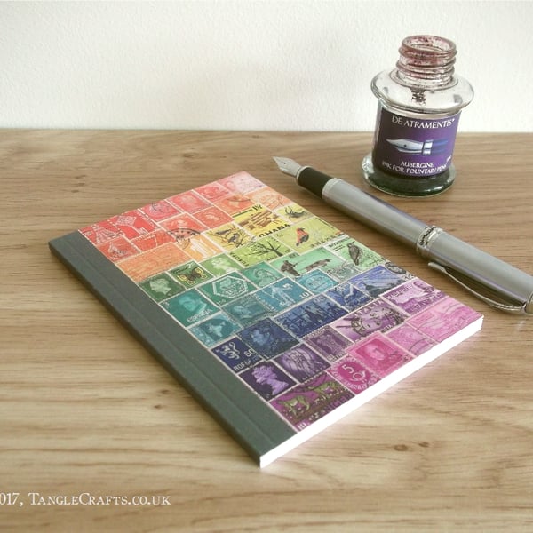 Rainbow Address Book, Postage Stamp Print - A6 Birthday Book, Month Planner