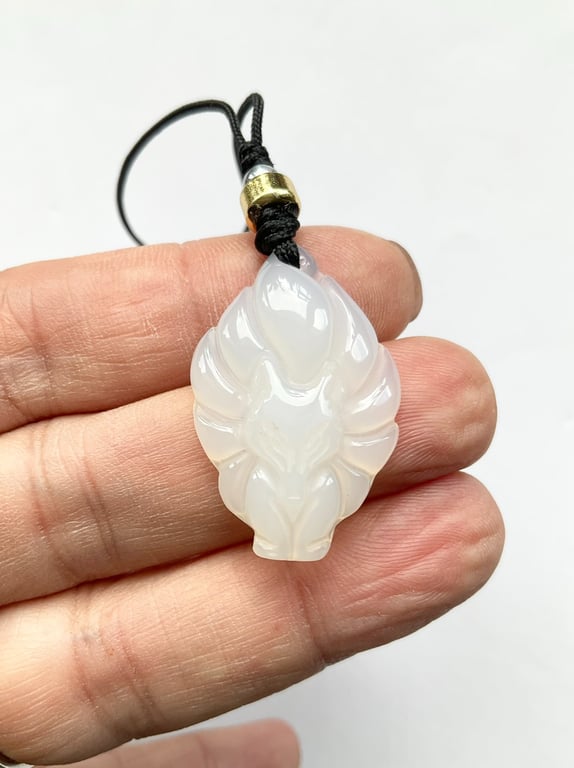 Cute natural agate 9-tails fox mobile phone charm