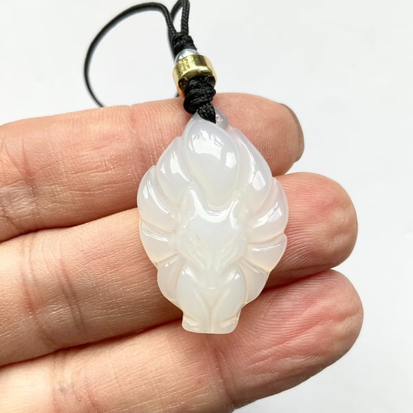 Cute natural agate 9-tails fox mobile phone charm