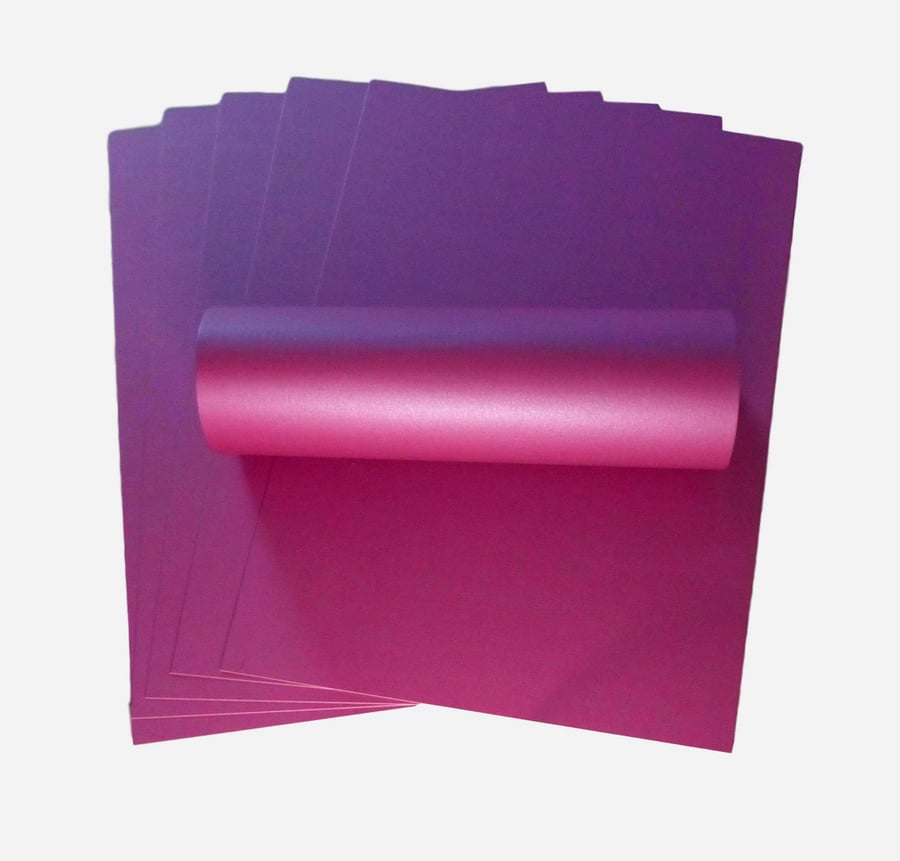 10 Sheets A4 Wildberry Purple Pearlescent Card Decorative 300gsm 110lb Cover Sin