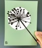 Garden Allium, seed head, shadow painting, handmade art, signed