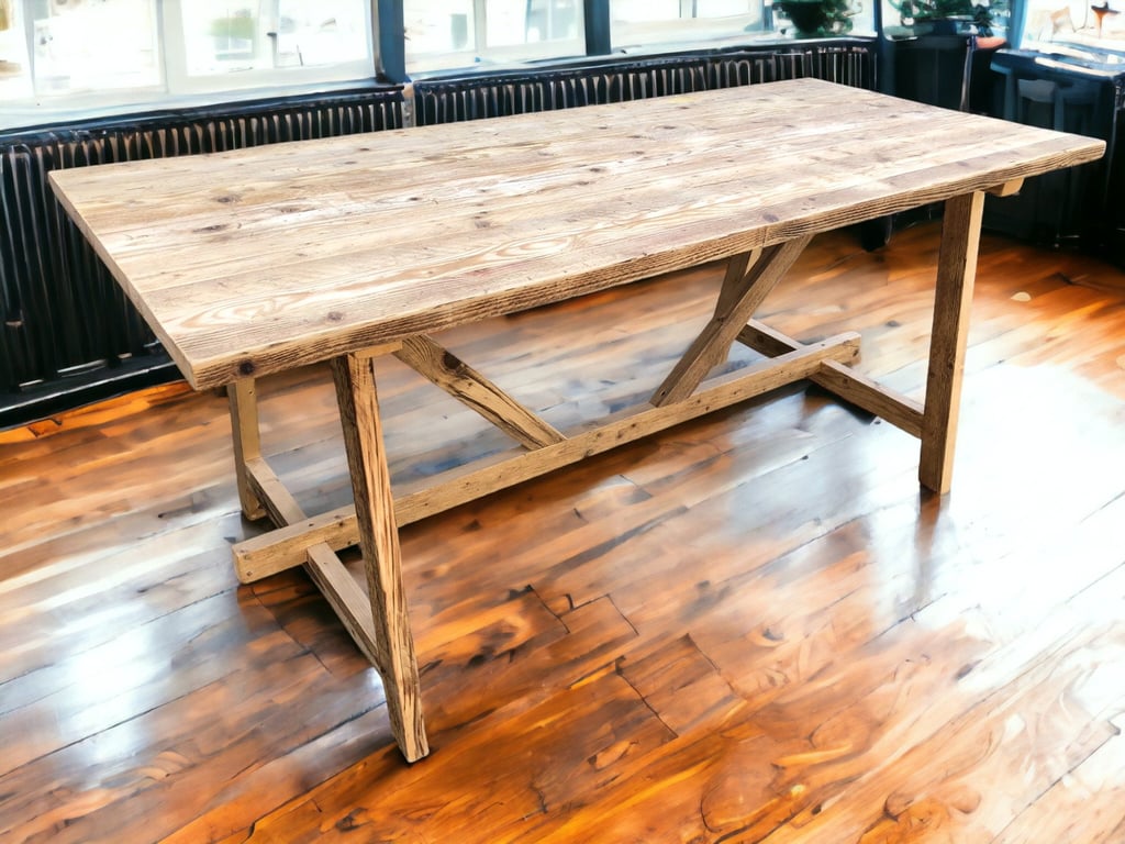 Scandi Style Dining Table Reclaimed Wood THE HARSTAD