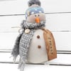 Handmade One of a Kind Primitive Snowman Decoration Free Standing