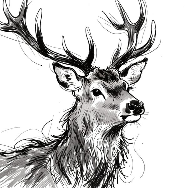 Stag Greeting Card A5 Size Blank Inside 