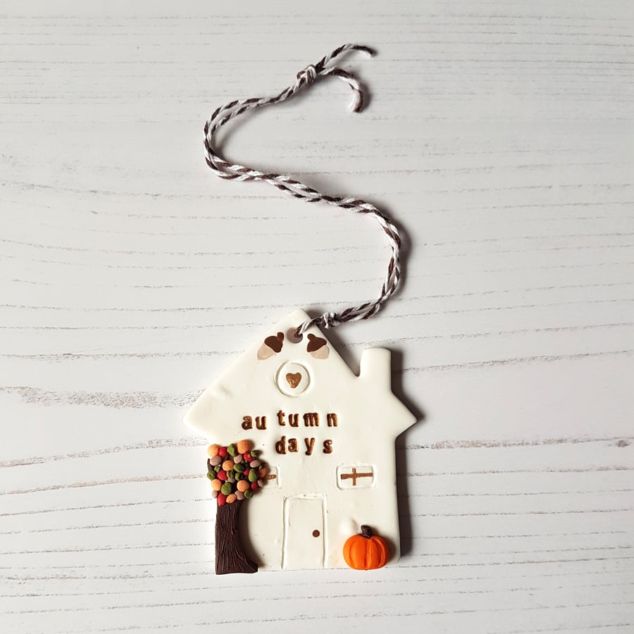 Autumn Days hanging decoration OR Magnet, Hand painted, Handmade