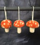 3 Orange Hanging Toadstools. Needle Felted with Wool Fibres.. FREE SHIPPING. - Image 1