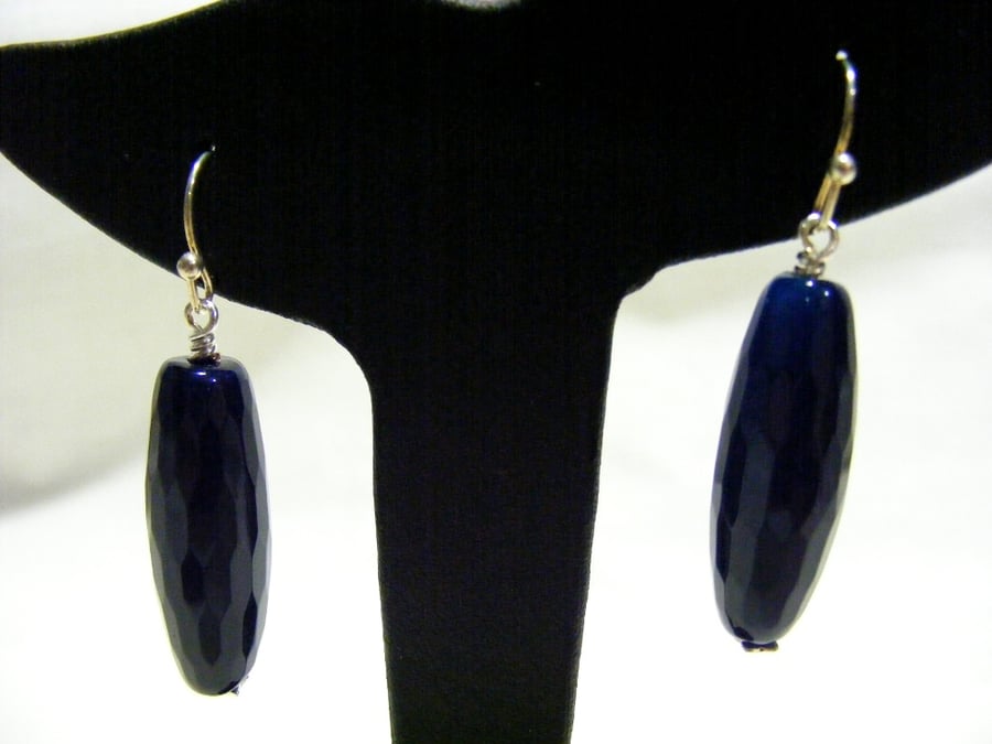 Dark Blue Agate Earrings