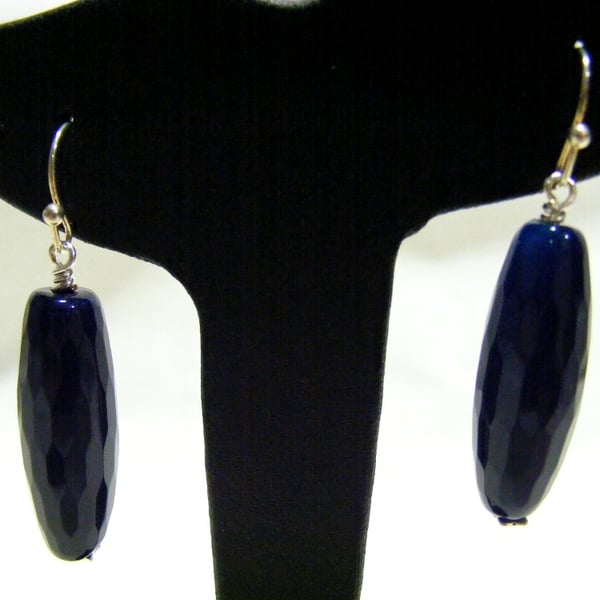 Dark Blue Agate Earrings