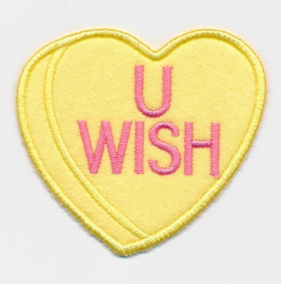 U Wish Valentine Heart Embroidered patch for jackets, sweatshirts, bags & more