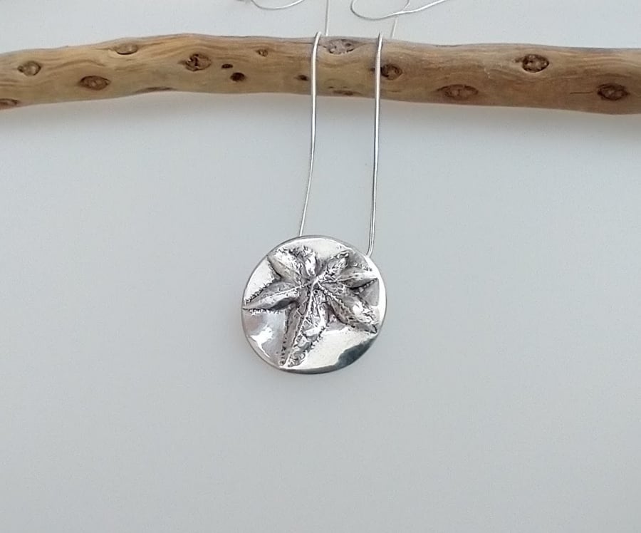 Dainty Silver Acer Leaf Print Necklace Nature Imprint
