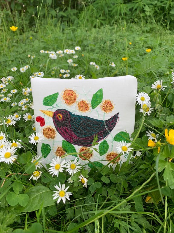 The Singing Blackbird -  Freestyle embroidered artwork