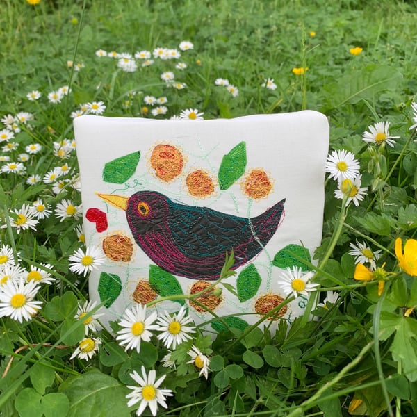The Singing Blackbird -  Freestyle embroidered artwork