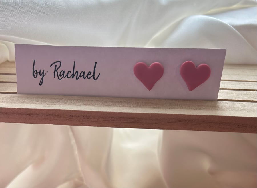 Pink heart studs