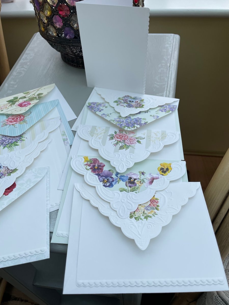 Set of 10 fancy card blanks and fancy envelopes.