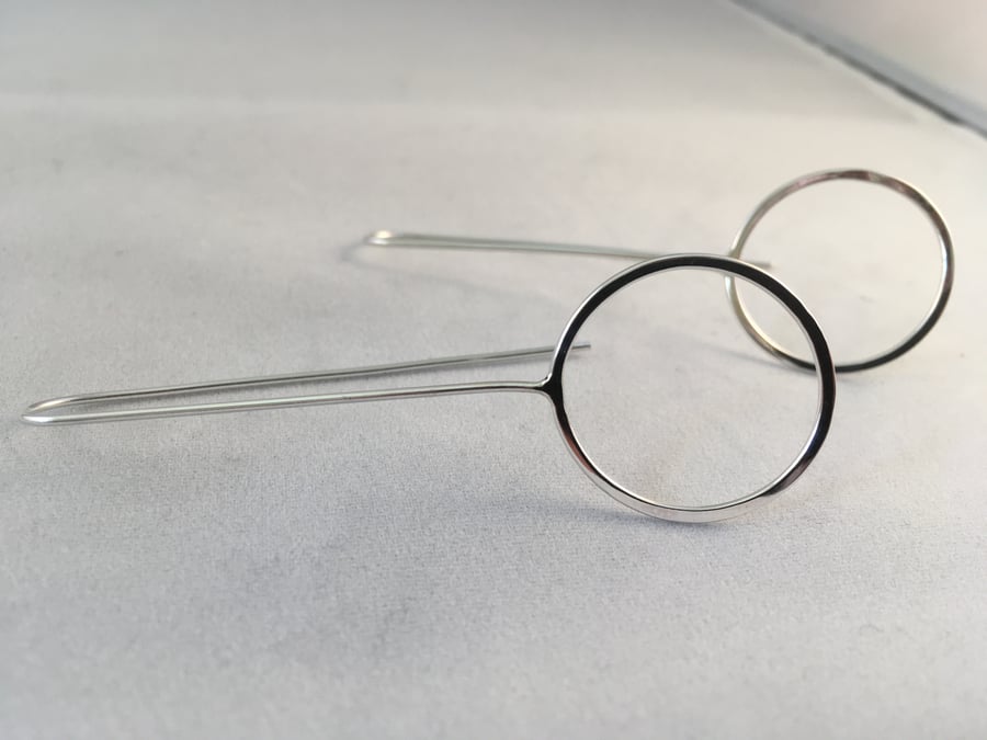 Silver long hoop earrings