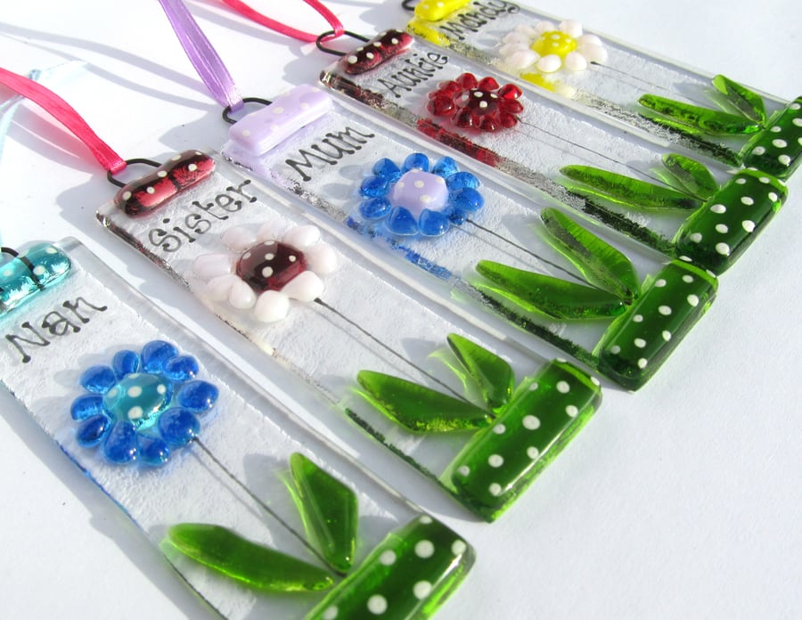 Mini Personalised Fused Glass Sun Catchers - Choice of Colours