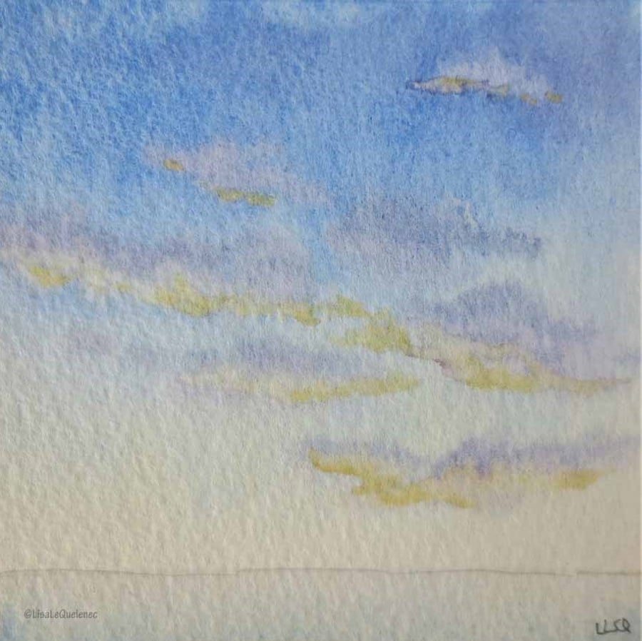 A new dawn a new day original watercolour skyscape study