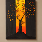 Original Blossom Tree Canvas Painting - Ember Blossoms - Orange Wall Art