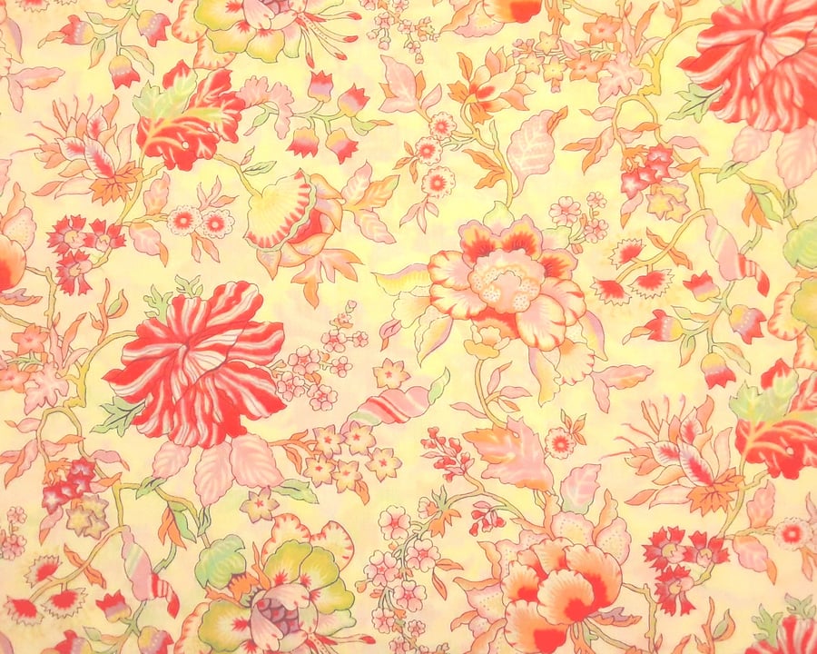 Liberty Fabric 10" Square : CHRISTELLE Orange Peach Cream Floral