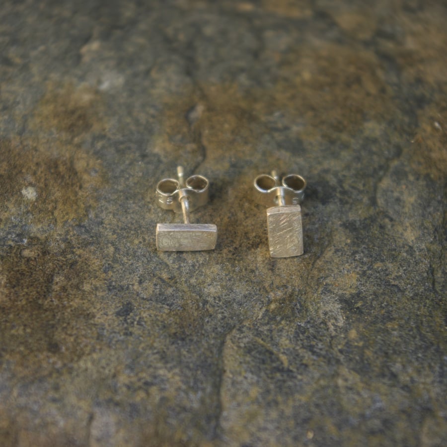 Silver Bar Stud Earrings