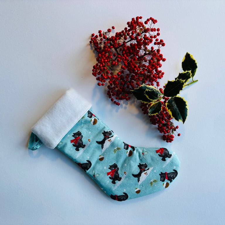 Fabric Christmas stocking - Scotty Dog
