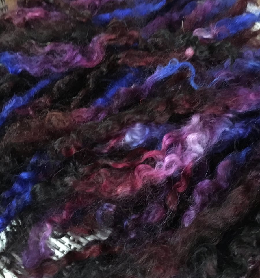 15g of Violet Fairy long wool Leicester sheep locks, dreadlocks.