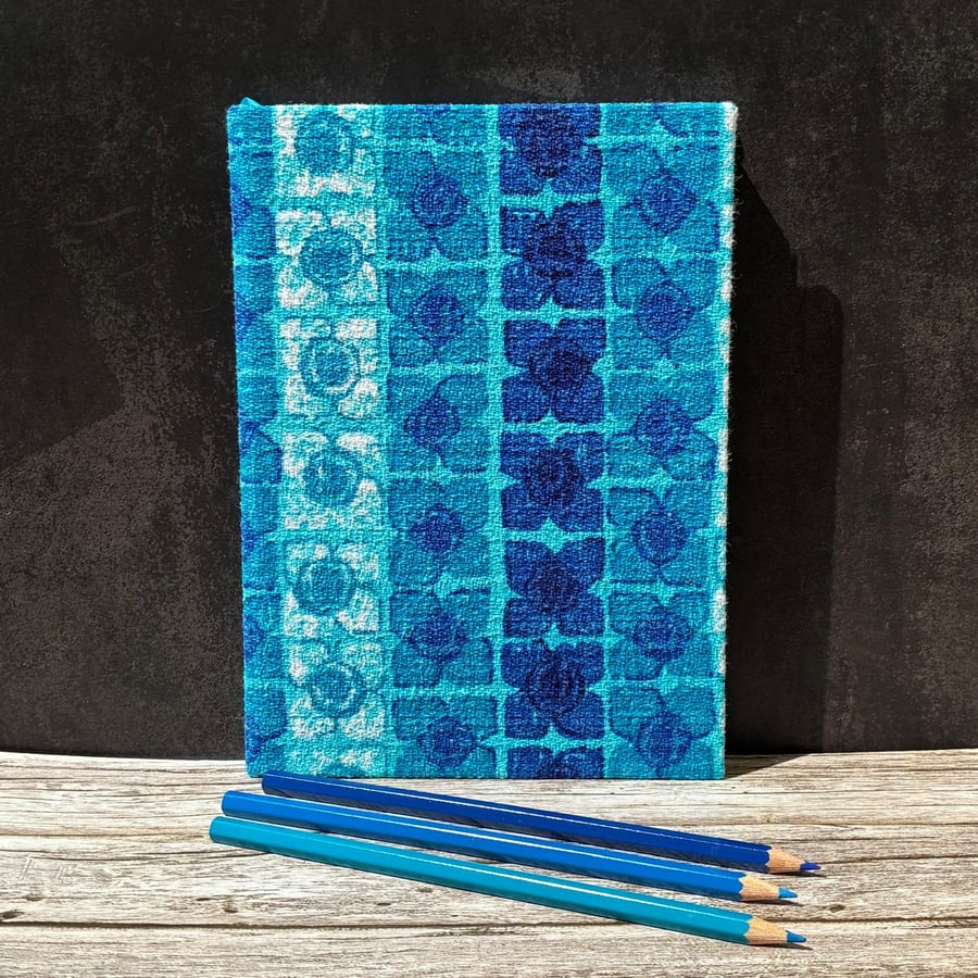 'Amalfi' Hand Stitched A5 1950s Vintage Fabric Journal, Sketchbook