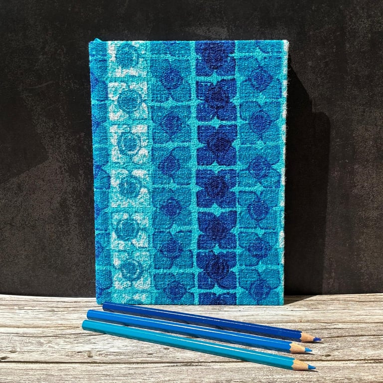 'Amalfi' Hand Stitched A5 1950s Vintage Fabric Journal, Sketchbook