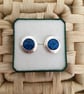 Scroll Edged Brilliant Blue Stud Earrings - Image 3